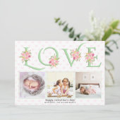 Mint groen LIEFDE typografie foto Valentijnsdag Feestdagenkaart (Staand voorkant)
