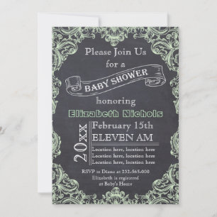 Mint groen  lijst & krijtbord baby shower kaart