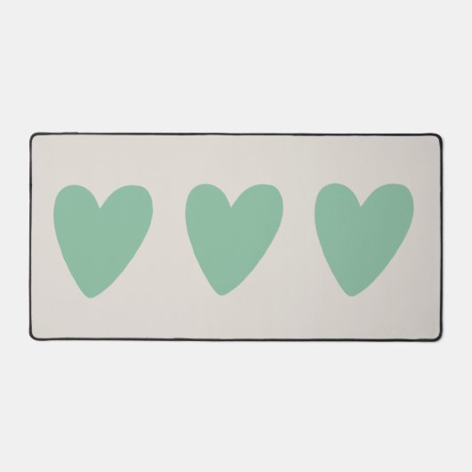 Mint Groen | Love Heart Desk Mat (Voorkant)