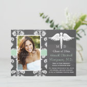 MINT GROEN MEDISCH SCHOOL AFSTUDEREN CHALKBOARD KAART (Staand voorkant)