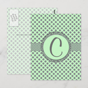 Mint groen met grijze poka dots-Monogram STaylor Briefkaart