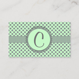 Mint groen met grijze poka dots-Monogram STaylor Visitekaartje