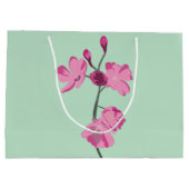 Mint Groen Met Roze Kersenbloesems Gepersonaliseer Groot Cadeauzakje (Achterkant)