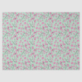 Mint Groen Met Roze Kersenbloesems Patroon Tissuepapier (Voorkant)