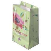 Mint Groen met Roze Raspberry Shade Rozen Klein Cadeauzakje (Voorkant Gekanteld)