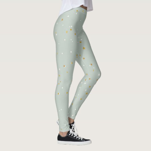 Mint-groen met witte en goudsparken leggings (Rechts)