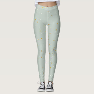 Mint-groen met witte en goudsparken leggings