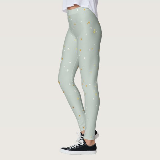 Mint-groen met witte en goudsparken leggings (Links)