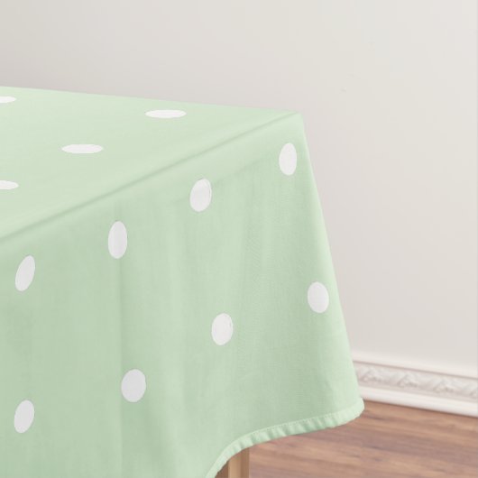 Mint-groen met witte pooldots tablecloth tafelkleed (Voorbeeld)