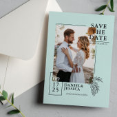 Mint Groen Modern Fotobruiloft Sla de datum op Save The Date