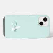 Mint & Groen Modern Initiaal Monogram iPhone Hoesje (Achterkant horizontaal)