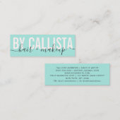 Mint Groen Moderne Eenvoudige Typografie Make-up H Mini Visitekaartje (Voorkant / Achterkant)