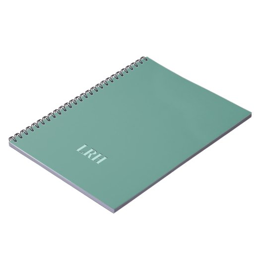 Mint Groen Monochroom Chic Initiaal Monogram Notitieboek (Linkerzijde)