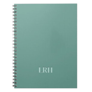 Mint Groen Monochroom Chic Initiaal Monogram Notitieboek