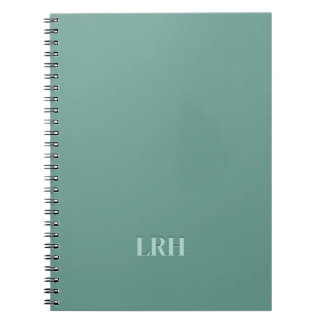 Mint Groen Monochroom Chic Initiaal Monogram Notitieboek