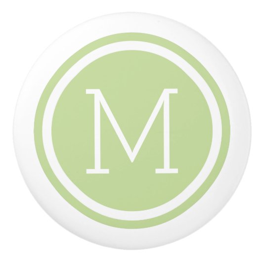 Mint Groen Monogram Gepersonaliseerde Ladeknop Keramische Knop (Voorkant)