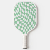 Mint groen monogram  golvend geruit pickleball paddle (Achterkant)