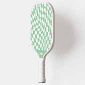 Mint groen monogram  golvend geruit pickleball paddle (Links)