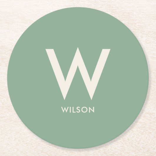 Mint Groen Monogram Persoonlijk Partij Ronde Kartonnen Onderzetter (Voorkant)