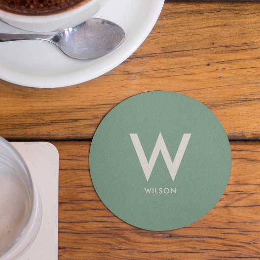 Mint Groen Monogram Persoonlijk Partij Ronde Kartonnen Onderzetter