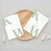 Mint Groen Monogram Trouwen Kaart