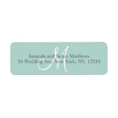 Mint Groen Monogram voor Bruiloften Etiket (Voorkant)