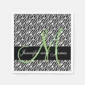 Mint Groen Monogram Zebra Print Wedding Servet (Voorkant)