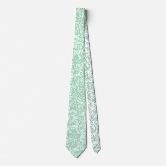Mint-groen mooi bloemenpatroon stropdas (Voorkant)