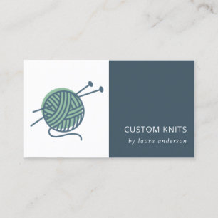 MINT GROEN NAVY GRAY KNITTING WOOL YARN BALL VISITEKAARTJE