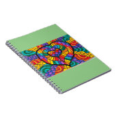 Mint groen notitieboek met meerkleurig hart (Rechterzijde)