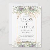 Mint groen paars goud glitter floral Weddenschap Kaart (Voorkant)