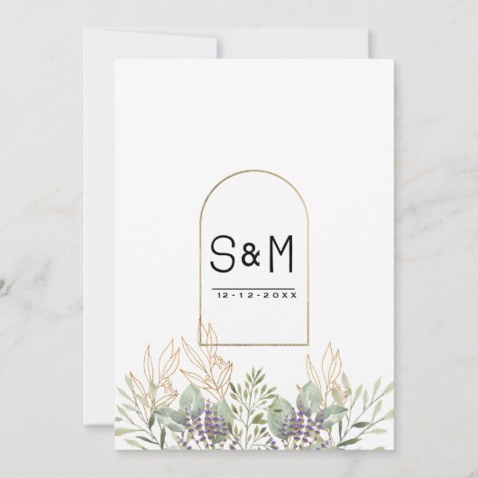 Mint groen paars goud glitter floral Weddenschap Kaart (Achterkant)