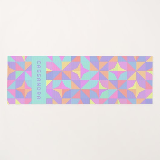 Mint Groen Paarse Blauw Roze Mideeuwse Patroon Yogamat (Voorkant (horizontaal))