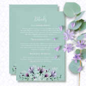 Mint Groen Paarse Bloemen QR Code Detail Huwelijk Informatiekaartje