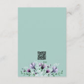 Mint Groen Paarse Bloemen QR Code Detail Huwelijk Informatiekaartje (Achterkant)