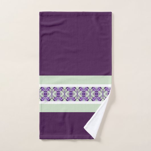 Mint Groen Paarse en Witte Streep Accent Bad Handdoek (Handdoek)