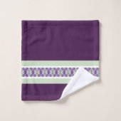 Mint Groen Paarse en Witte Streep Accent Bad Handdoek (Wasdoekje)