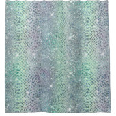 Mint Groen Paarse Glitter Snake Print Douchegordijn (Voorkant)