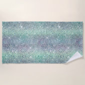 Mint Groen Paarse Glitter Snake Print Strandlaken (Voorkant)