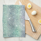 Mint Groen Paarse Glitter Snake Print Theedoek (Quarter Fold)