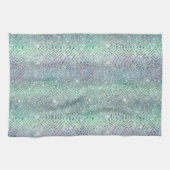 Mint Groen Paarse Glitter Snake Print Theedoek (Horizontaal)