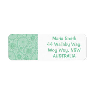 Mint groen paisleypatroon etiket
