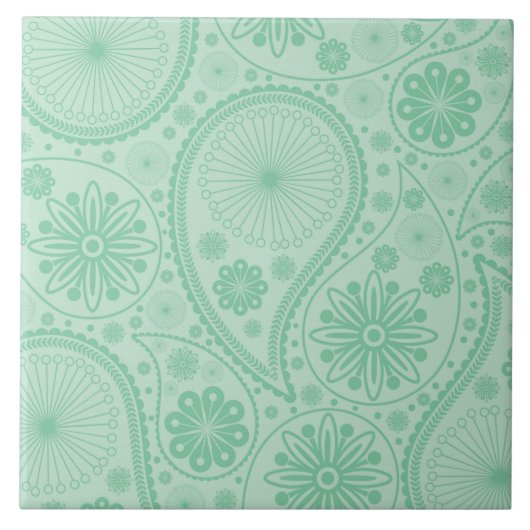 Mint groen paisleypatroon tegeltje (Voorkant)