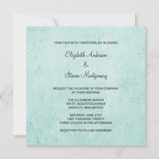 Mint Groen papier textuur Wedding Kaart (Voorkant)