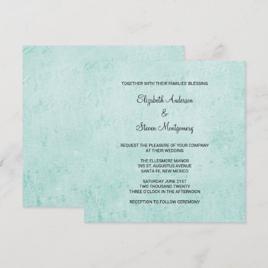 Mint Groen  papier textuur Wedding Kaart (Voorkant / Achterkant)