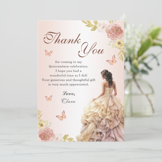 Mint Groen Prinses Jurk Quinceañera Verjaardag Bedankkaart (Staand voorkant)