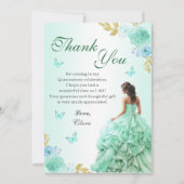 Mint Groen Prinses Jurk Quinceañera Verjaardag Bedankkaart (Voorkant)