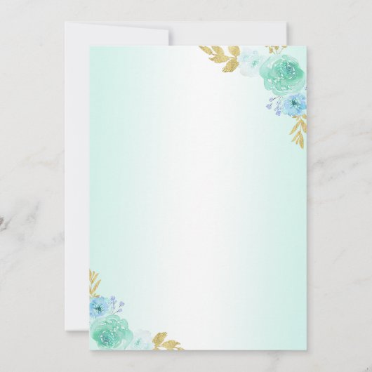 Mint Groen Prinses Jurk Quinceañera Verjaardag Bedankkaart (Achterkant)