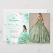 Mint Groen Prinses Jurk Quinceañera Verjaardag Kaart (Voorkant)