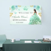 Mint Groen Prinses Jurk Quinceañera Verjaardag Spandoek (Beurs)